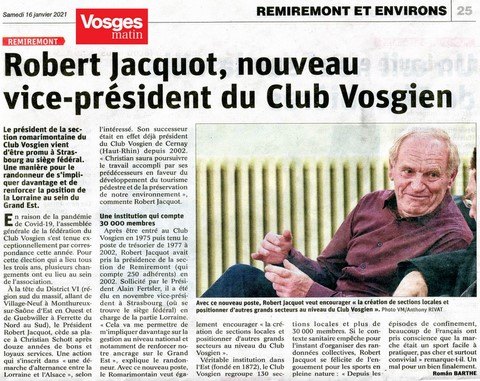 Robert Jacquot Vice président Club Vosgien